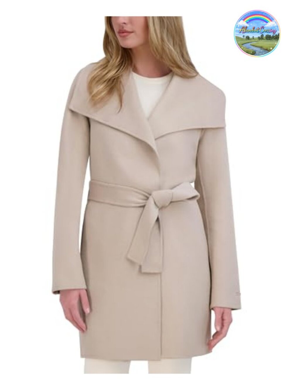 Wool Blend Wrap Peacoat Belted Notch Lapel Short Coat